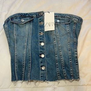 zara denim corset
